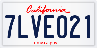 CA license plate 7LVE021