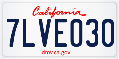 CA license plate 7LVE030