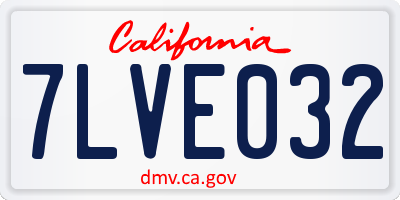 CA license plate 7LVE032