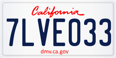 CA license plate 7LVE033