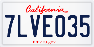 CA license plate 7LVE035