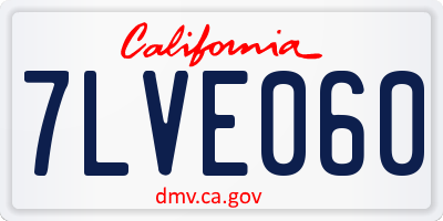 CA license plate 7LVE060