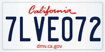 CA license plate 7LVE072
