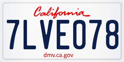 CA license plate 7LVE078