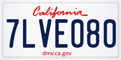 CA license plate 7LVE080