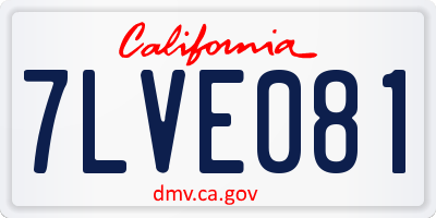 CA license plate 7LVE081