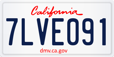 CA license plate 7LVE091