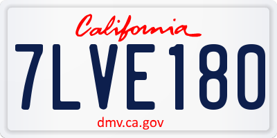 CA license plate 7LVE180