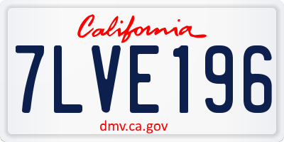 CA license plate 7LVE196