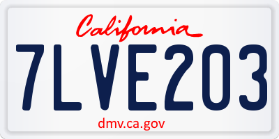 CA license plate 7LVE203