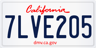 CA license plate 7LVE205