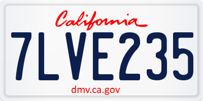 CA license plate 7LVE235