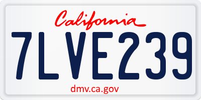 CA license plate 7LVE239