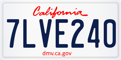CA license plate 7LVE240
