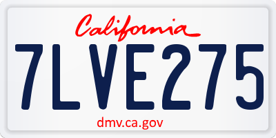 CA license plate 7LVE275
