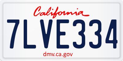 CA license plate 7LVE334