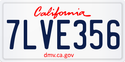 CA license plate 7LVE356