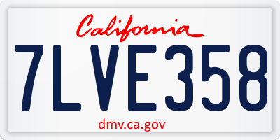 CA license plate 7LVE358
