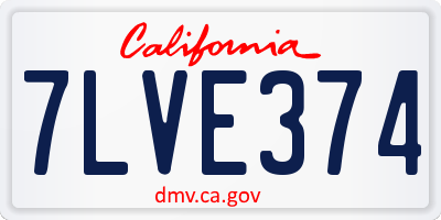 CA license plate 7LVE374