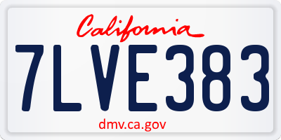 CA license plate 7LVE383