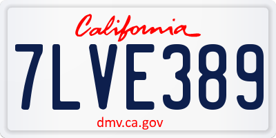 CA license plate 7LVE389