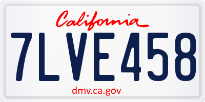 CA license plate 7LVE458