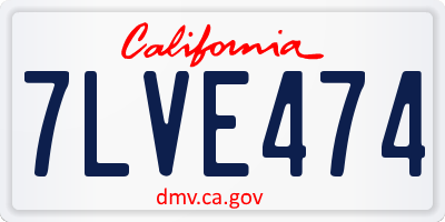 CA license plate 7LVE474
