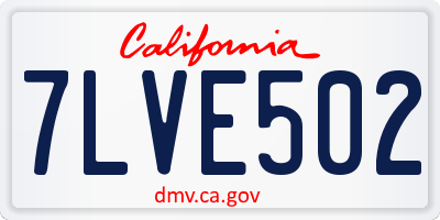 CA license plate 7LVE502