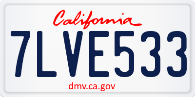 CA license plate 7LVE533