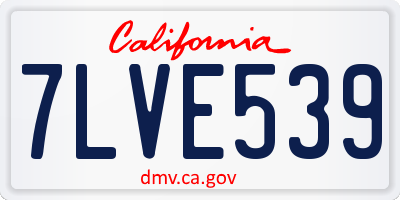 CA license plate 7LVE539