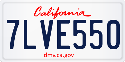 CA license plate 7LVE550