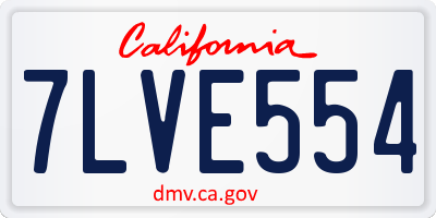 CA license plate 7LVE554