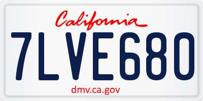 CA license plate 7LVE680