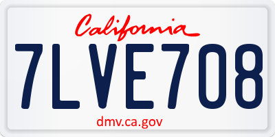 CA license plate 7LVE708