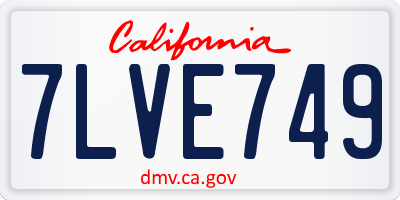 CA license plate 7LVE749