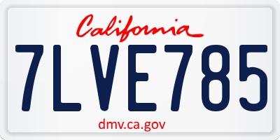 CA license plate 7LVE785
