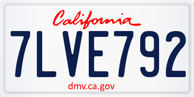 CA license plate 7LVE792
