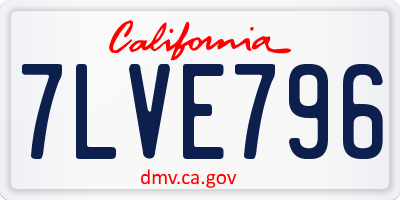 CA license plate 7LVE796
