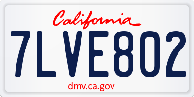 CA license plate 7LVE802