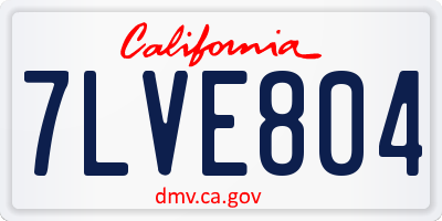 CA license plate 7LVE804