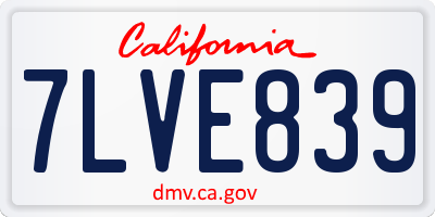 CA license plate 7LVE839