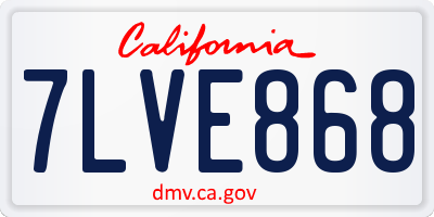 CA license plate 7LVE868