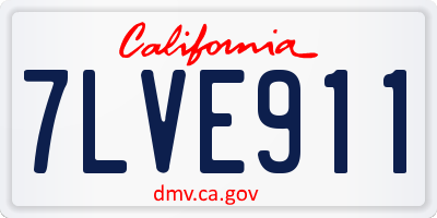 CA license plate 7LVE911