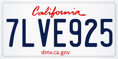 CA license plate 7LVE925