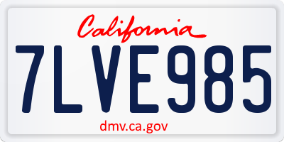 CA license plate 7LVE985