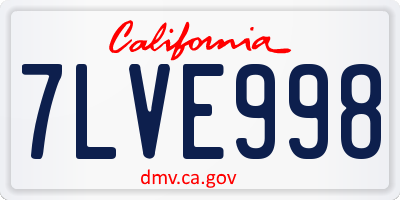 CA license plate 7LVE998