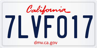CA license plate 7LVF017