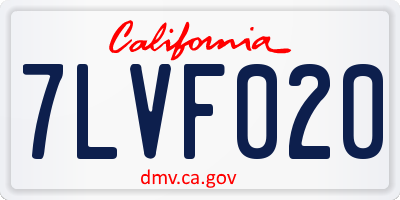 CA license plate 7LVF020