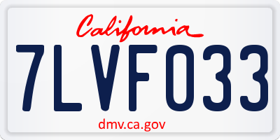 CA license plate 7LVF033