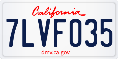 CA license plate 7LVF035